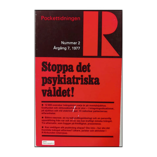 Pockettidningen R 1977 Nr 2 Stoppa Det Psykiatriska Våldet