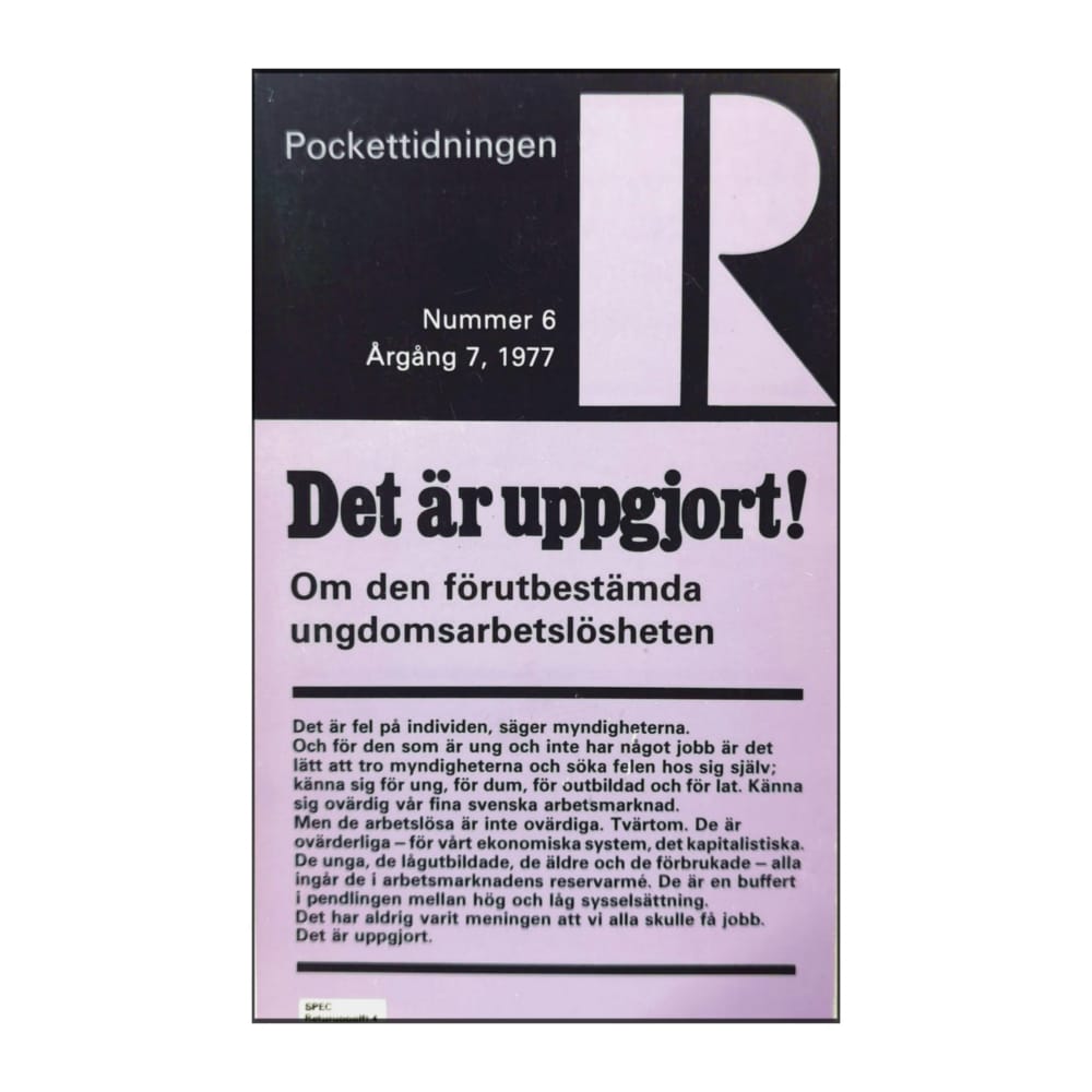 Pockettidningen R 1977 Nr 6 Det Är Uppgjort