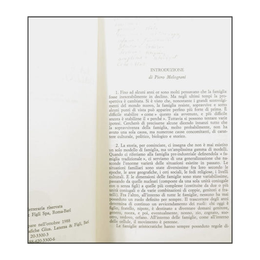 Piero Melograni: La Famiglia Italiana