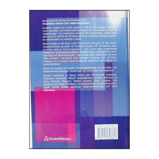 Bengt Starrin & Per-Gunnar Svensson: Kvalitativ Metod Och Vetenskapsteori
