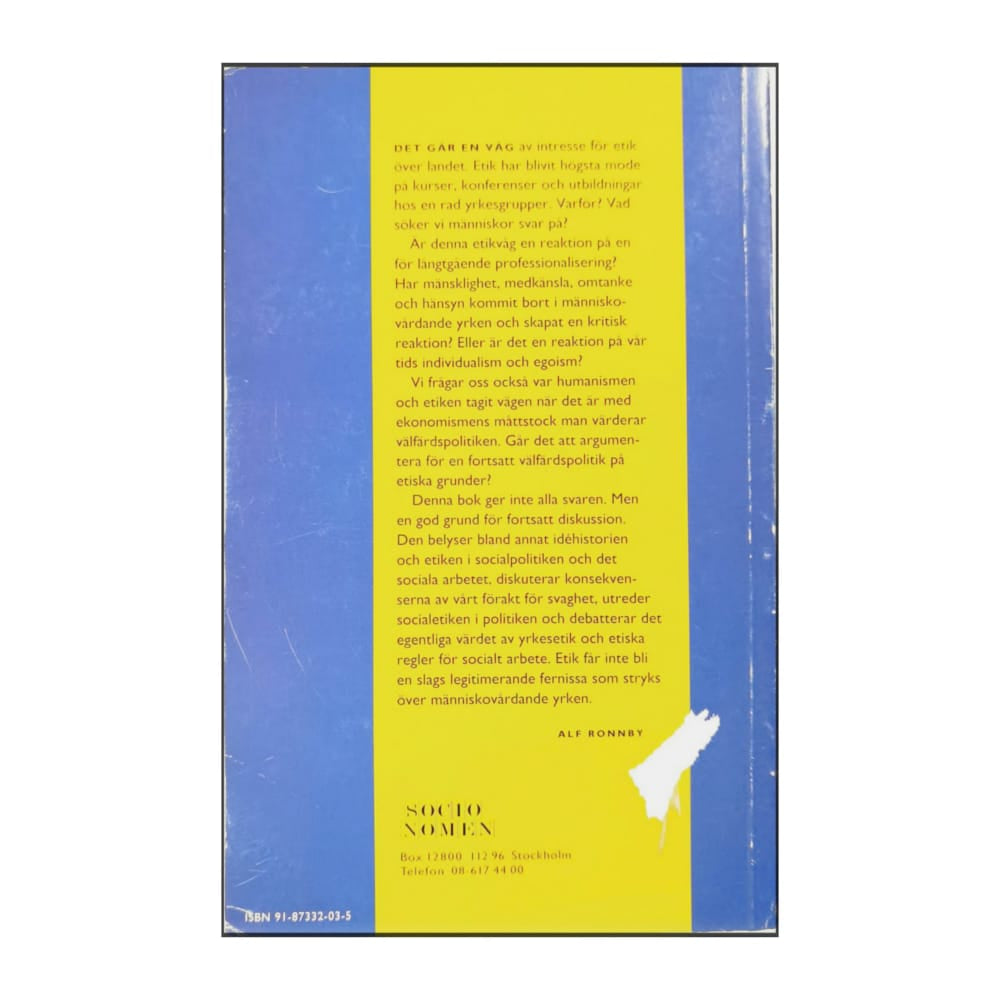 Alf Ronnby: Etik Och Idéhistoria I Socialt Arbete