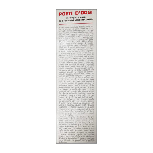 Giovanni Arcidiacono: Poeti D'Oggi