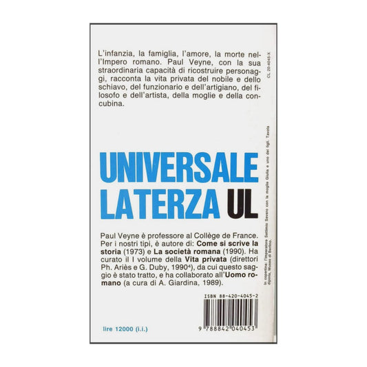 Paul Veyne: La Vita Privata Nell'Impero Romano