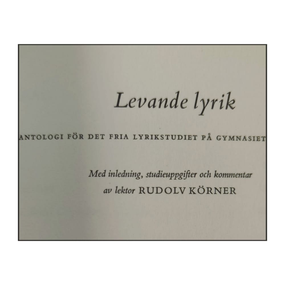 Rudolv Körner: Levande Lyrik