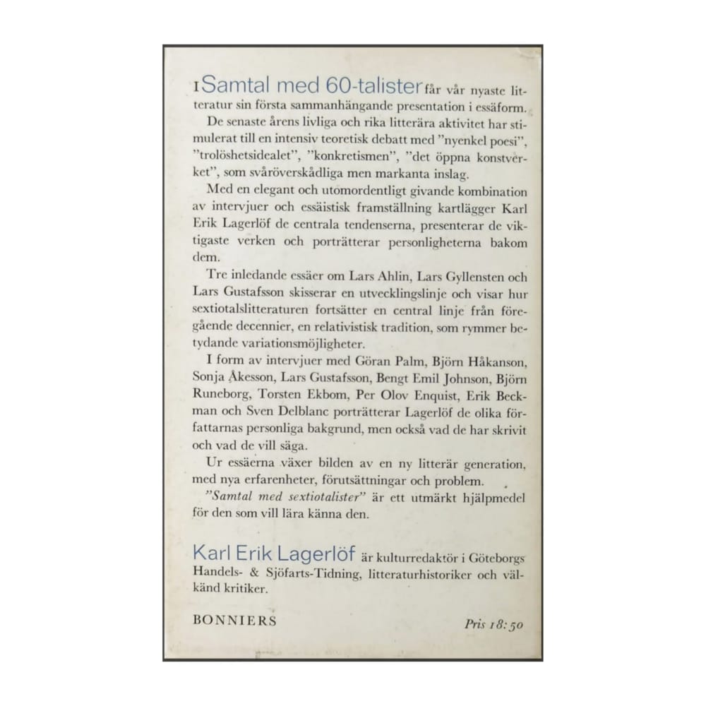 Karl Erik Lagerlo¨F: Samtal Med 60-Talister