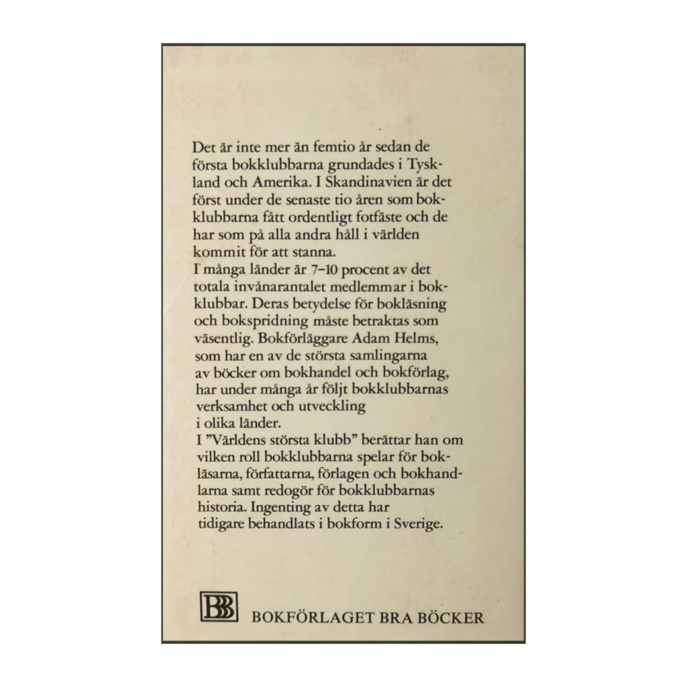 Adam Helms: Världens Största Klubb Bokklubbarna