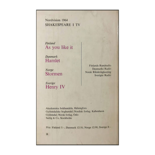 Nordvision 1964 Shakespeare I Tv
