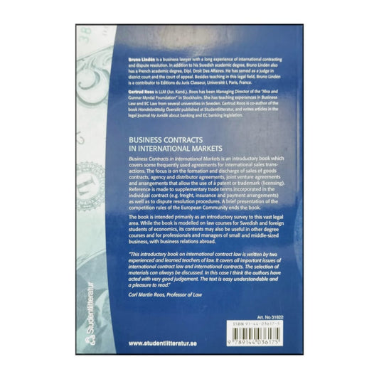Bruno Linden & Gertrud Roos: Business Contracts In International Markets