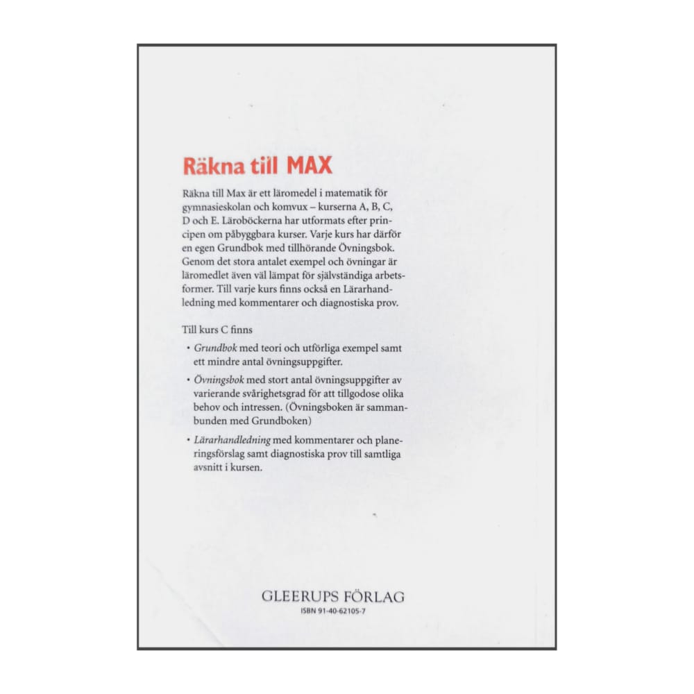 Räkna Till Max: Grundbok C Övningsbok C