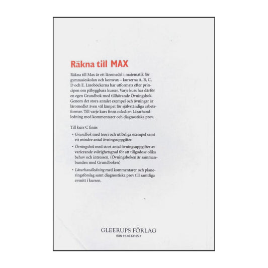 Räkna Till Max: Grundbok C Övningsbok C