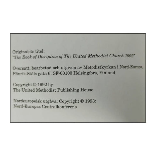 Kyrkoordningen 1993: Metodisktkyrkans Lära Och Kyrkoordning