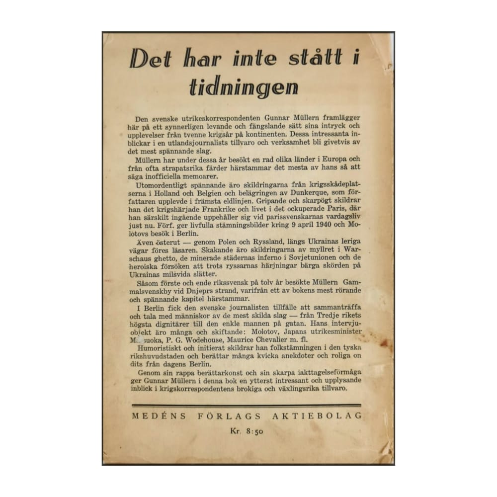 Gunnar Müllern: Det Har Inte Stått I Tidningen