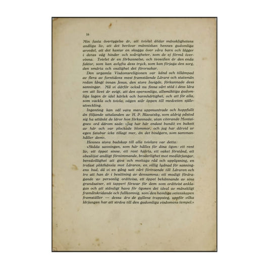 Katherine Tingley: Teosofi För Dem Som Tvivla Som Icke Ha Någon Tro