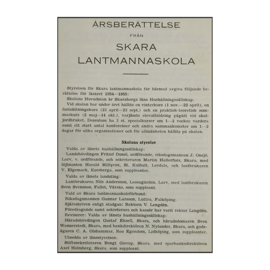 Årsberättelse Från Skara Lantmannaskola