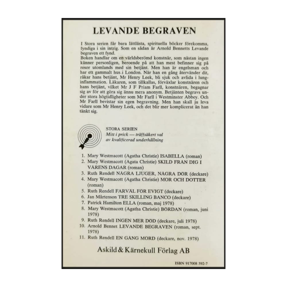 Arnold Bennett: Levande Begraven