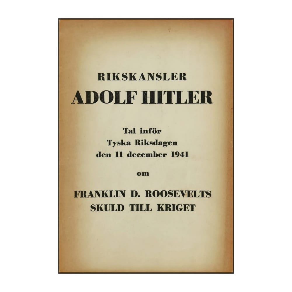 Adolf Hitler: Tal Inför Tyska Riksdagen 1941/12/11