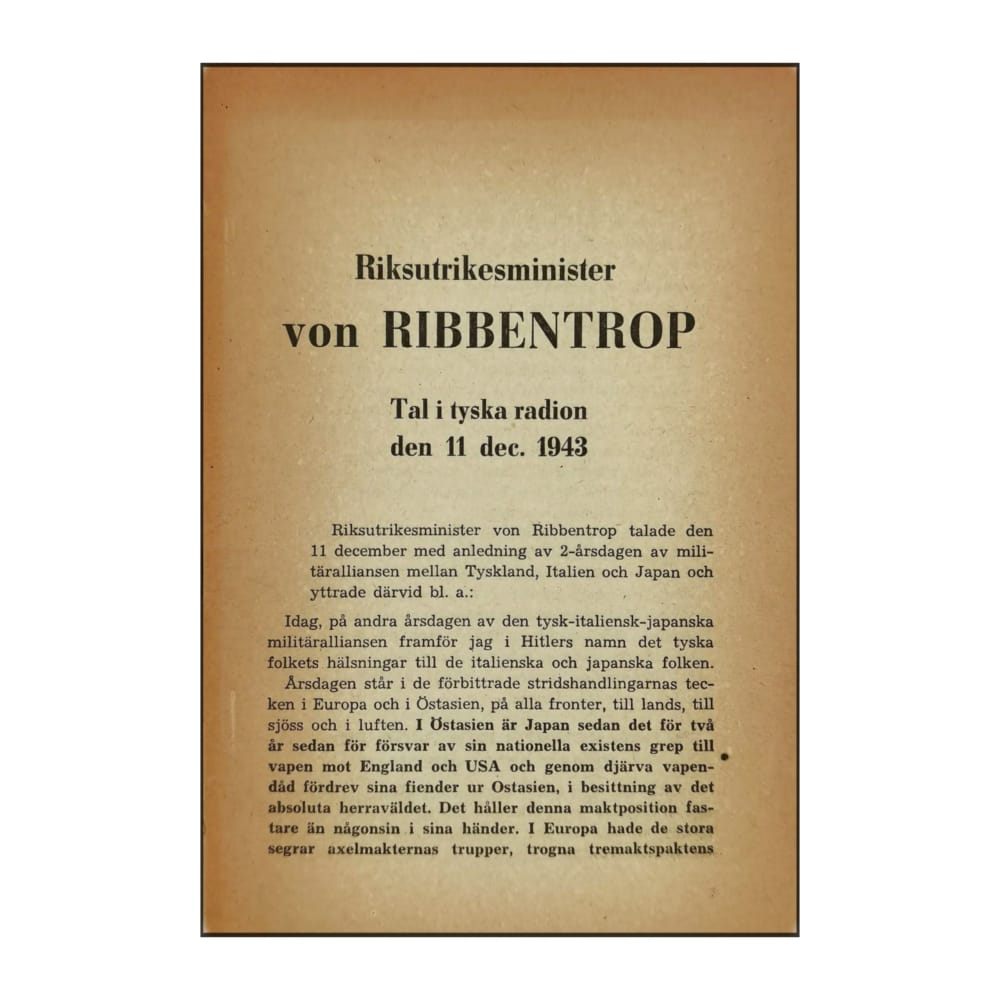 Von Ribbentrop: Tal I Tyska Radion 1943/12/11