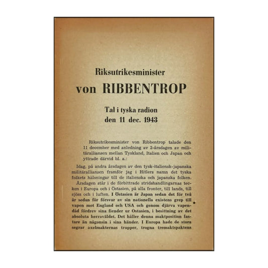 Von Ribbentrop: Tal I Tyska Radion 1943/12/11