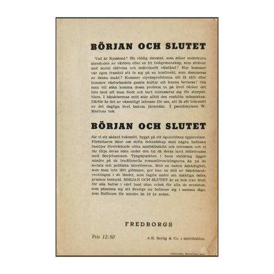 W. Marton: Början Och Slutet