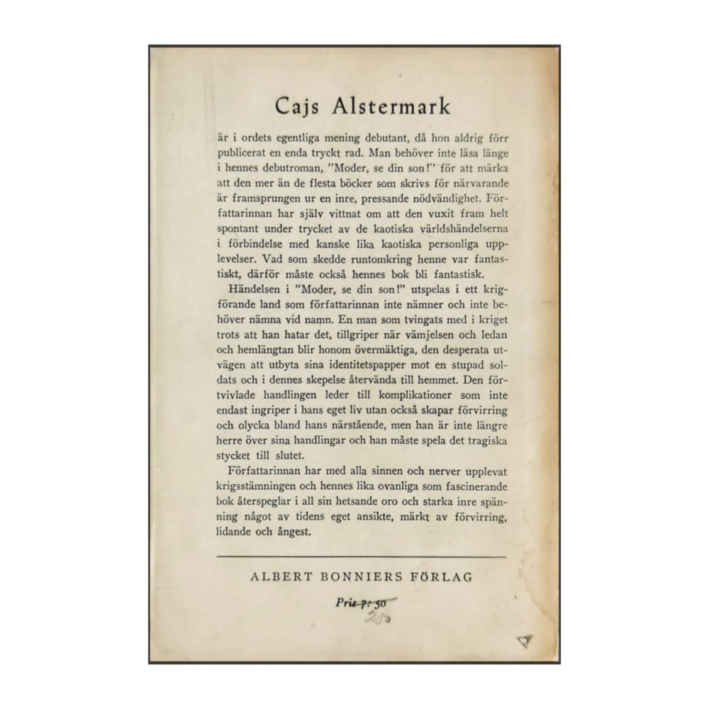 Cajs Alstermark: Moder Se Din Son