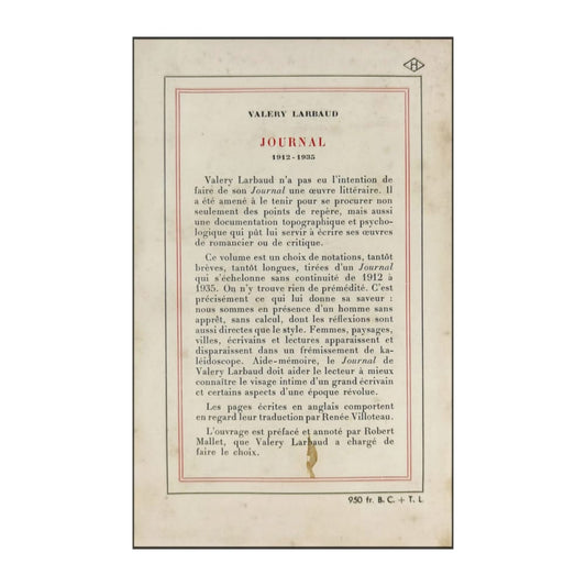 Valery Larbaud: Journal 1912-1935