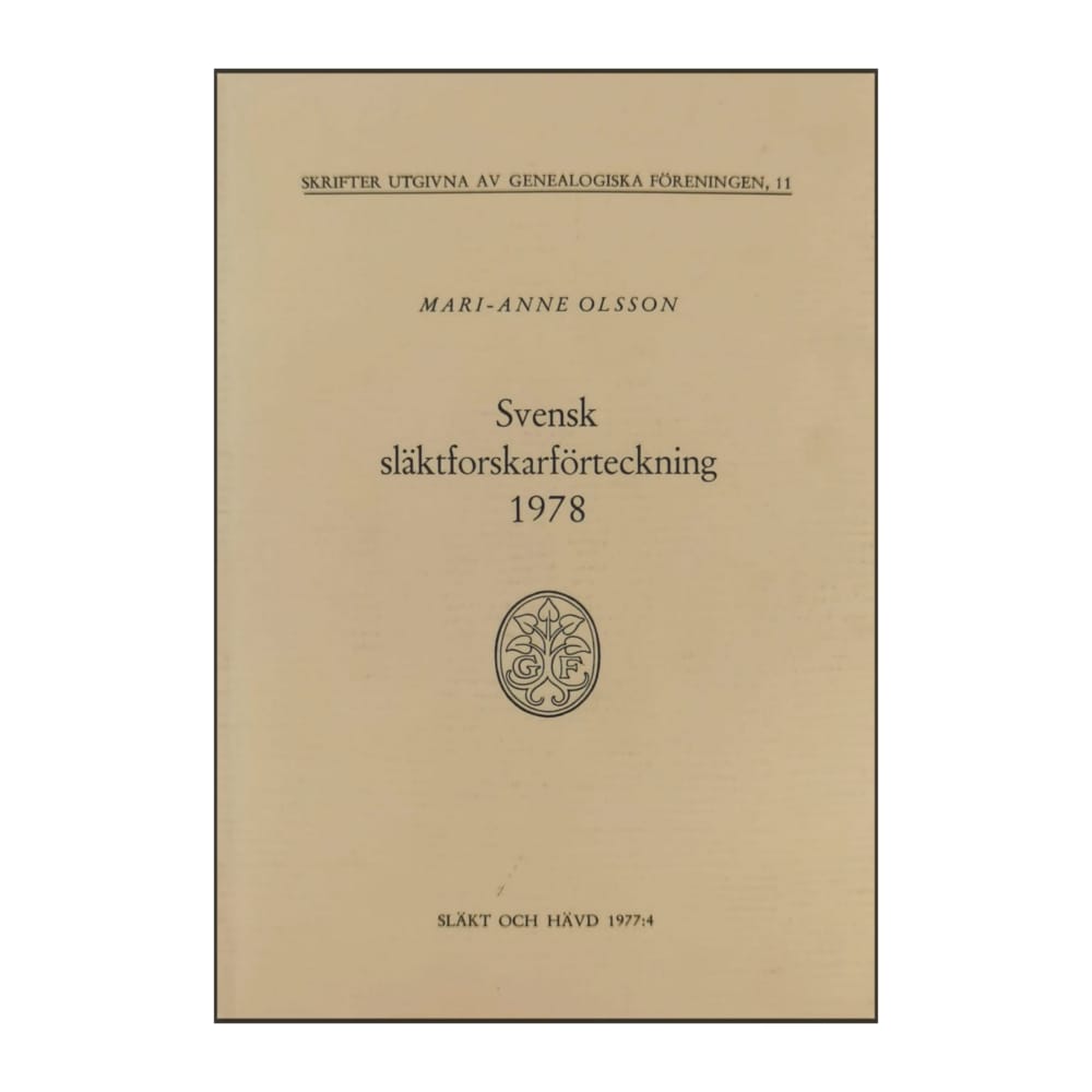 Mari-Anne Olsson: Svensk Släktforskarförteckning 1978
