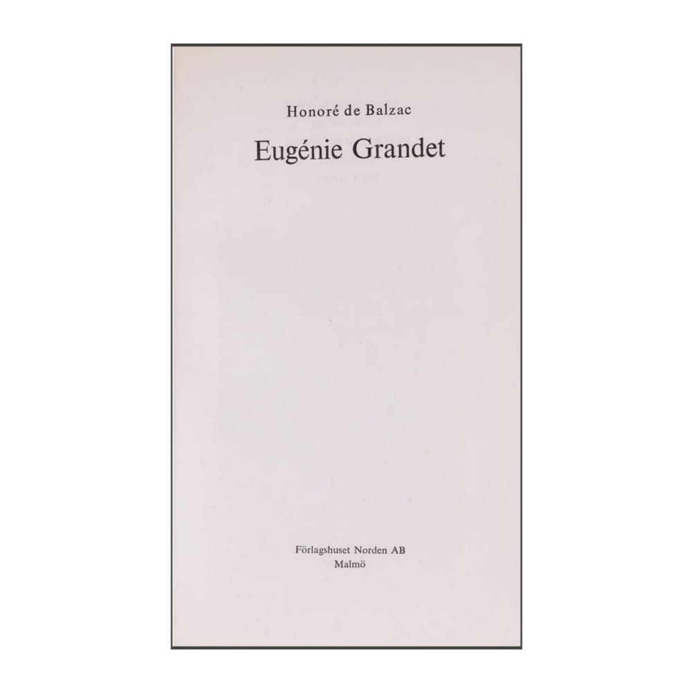 Honore De Balzac: Eugenie Grandet