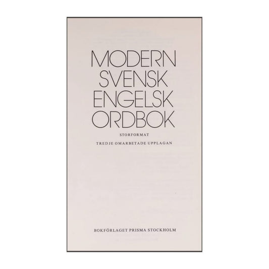 Prisma Modern Svensk Engelsk Ordbok