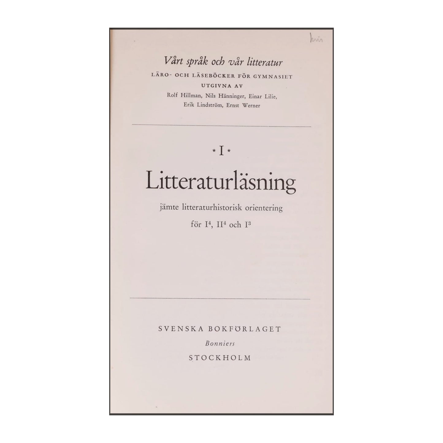 Vårt Språk Och Vår Litteratur 1