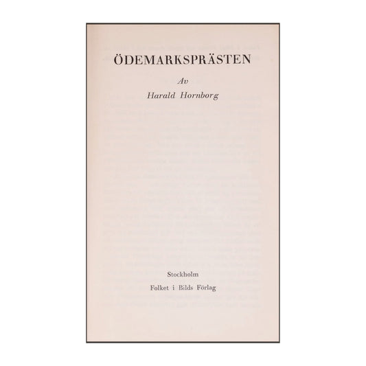 Harald Hornborg: Ödemarksprästen
