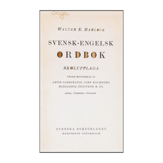 Walter E. Harlock: Svensk-Engelsk Ordbok