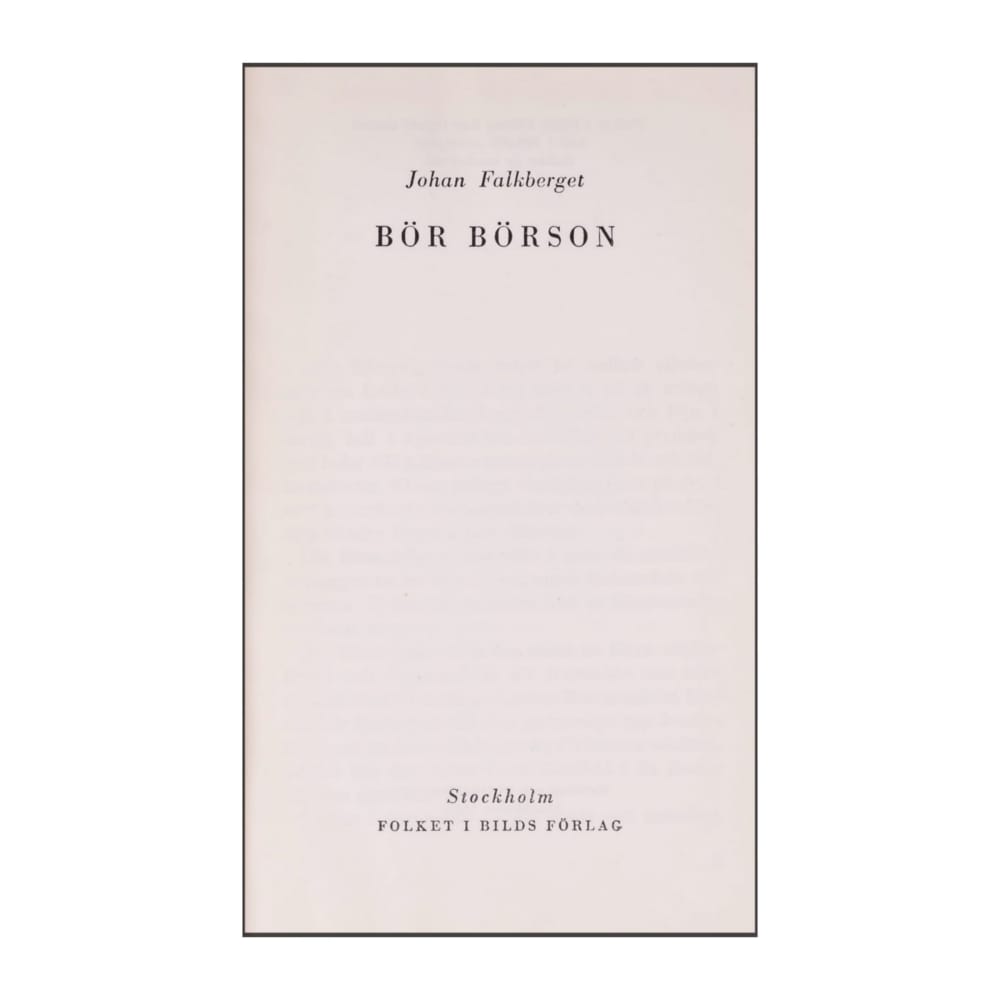 Johan Falkberget: Bör Börson