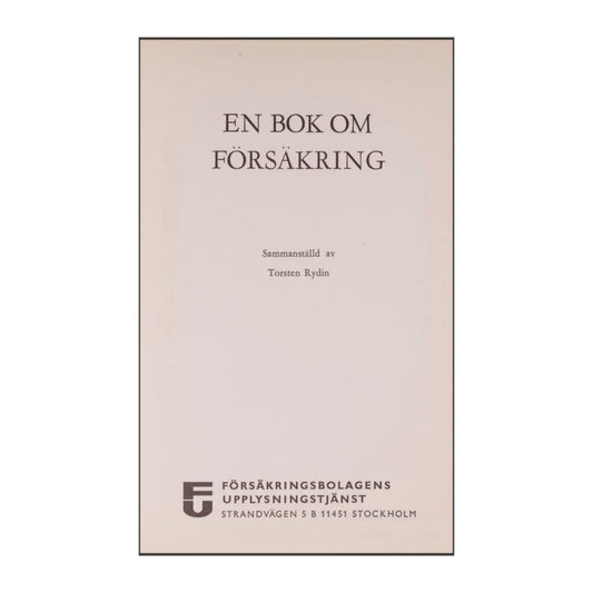 Torsten Rydin: En Bok Om Försäkring