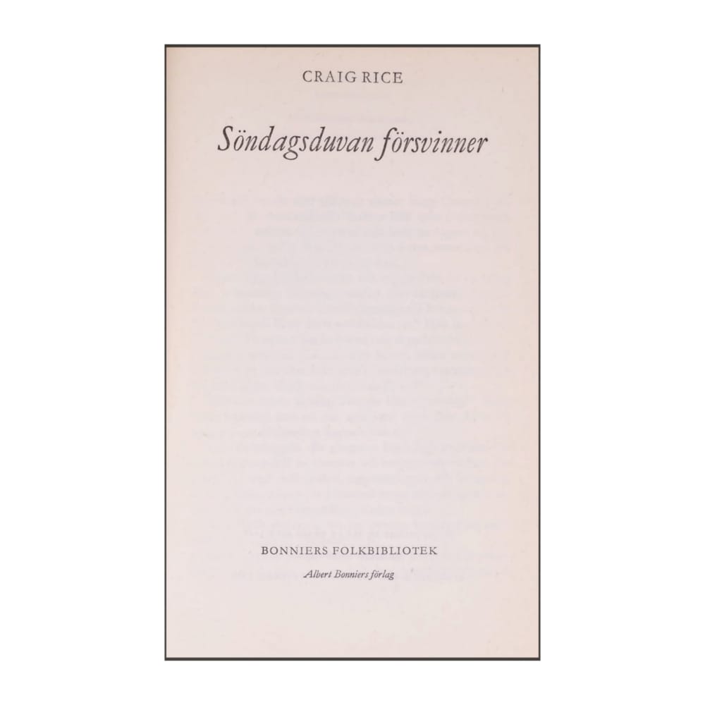 Craig Rice: Söndagsduvan Försvinner