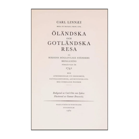 Carl Linnæi: Öländska Och Gotländska Resa