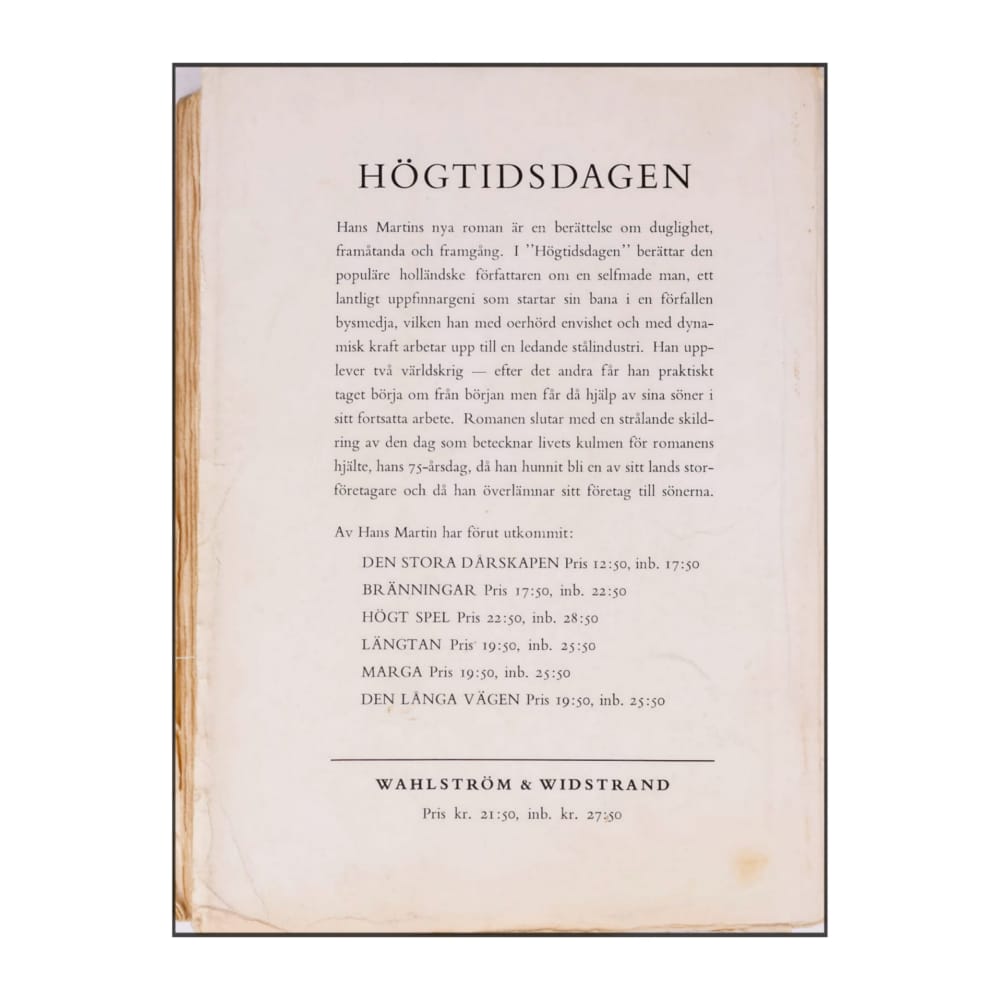 Hans Martin: Högtidsdagen