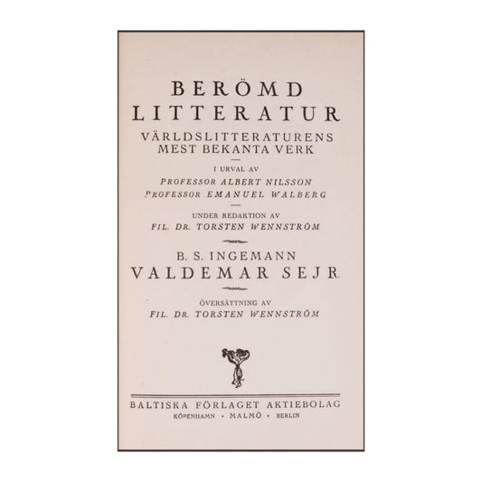 Bernhard Severin Ingemann: Berömd Litteratur