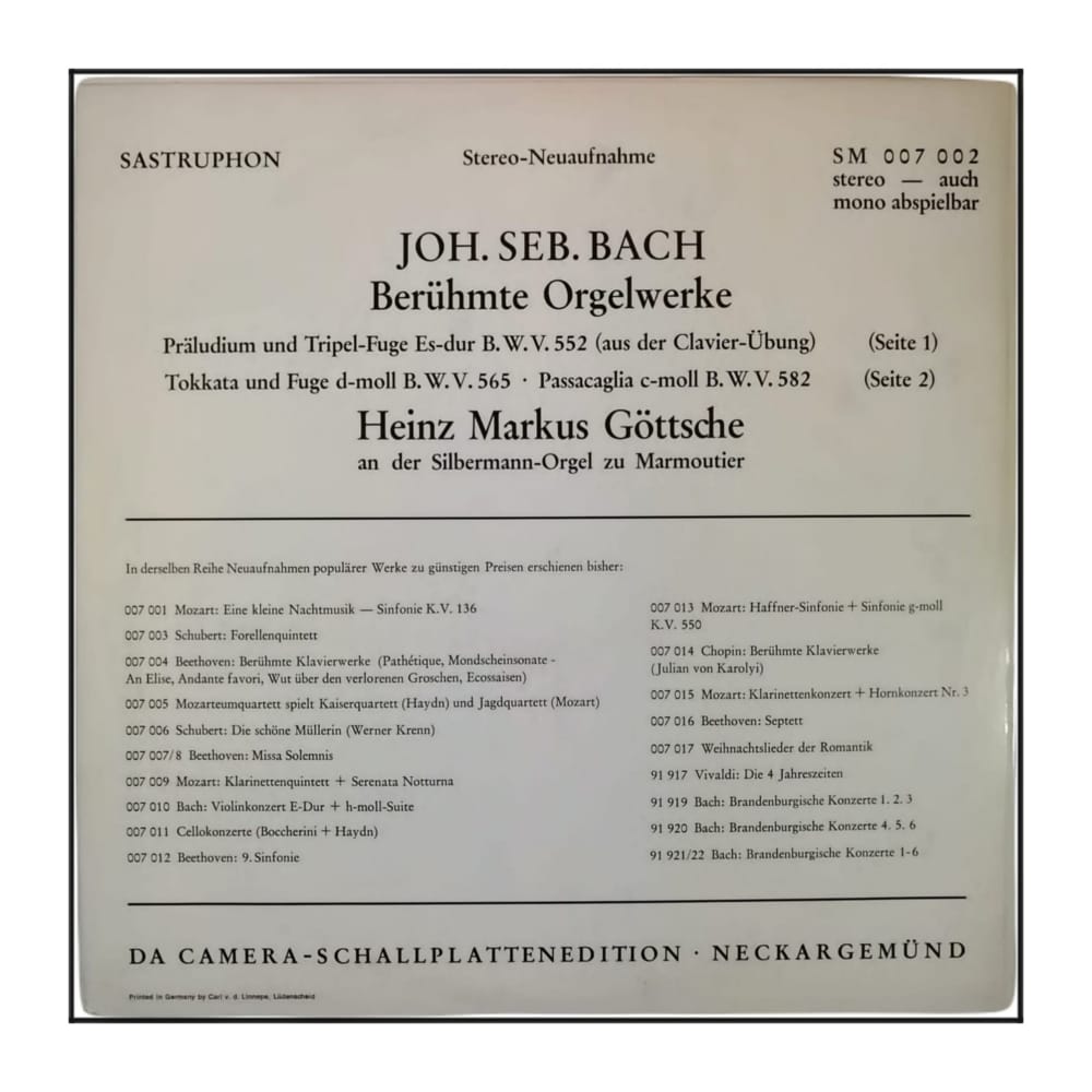 Johann Sebastian Bach & Heinz Markus Göttsche: Berühmte Orgelwerke