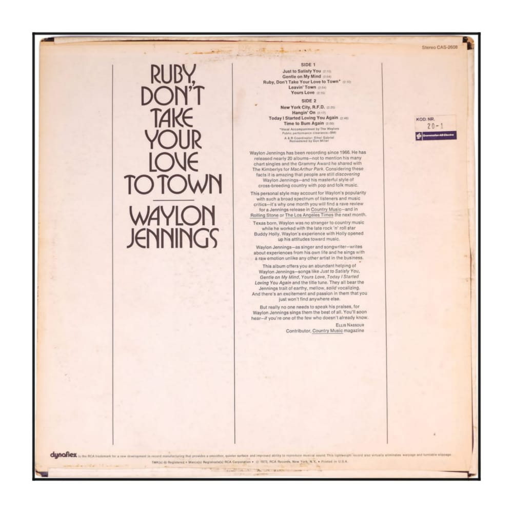 Waylon Jennings: Ruby, Don'T Take Your Love To Town