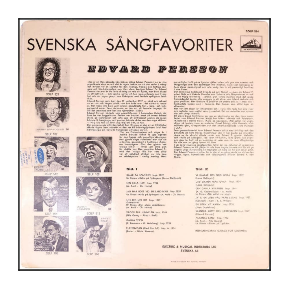 Edvard Persson: Svenska Sångfavoriter