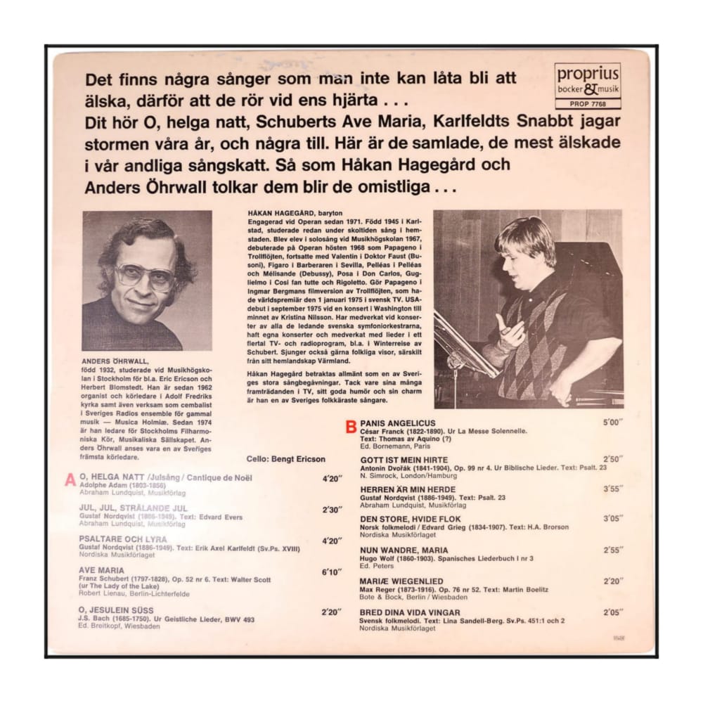 Håkan Hagegård: Aftonsång Och Julepsalm