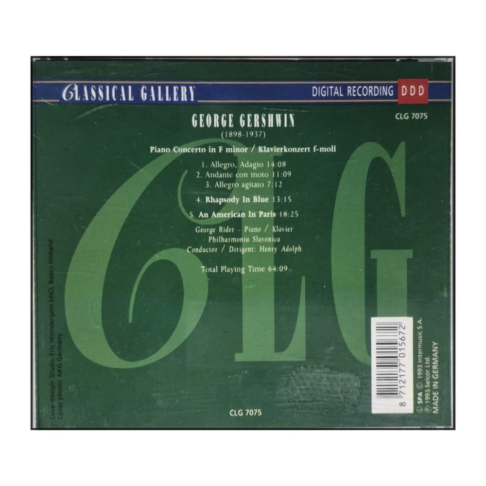 George Gershwin: Piano Concerto Rhapsody In Blue An American In Paris