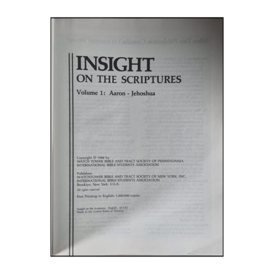 Watch Tower Bible And Tract Society: Insight On The Scriptures V1
