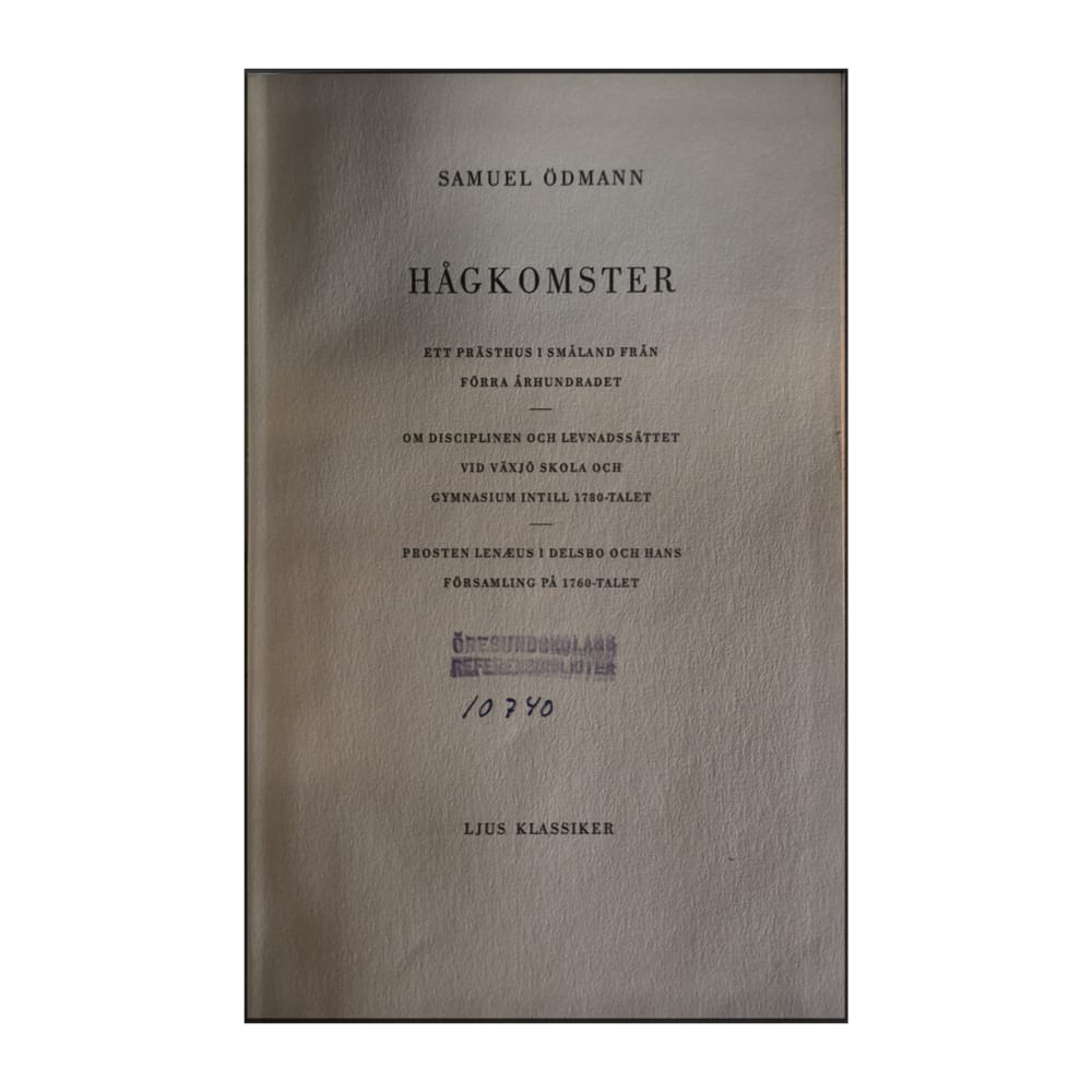 Samuel Ödmann: Hågkomste
