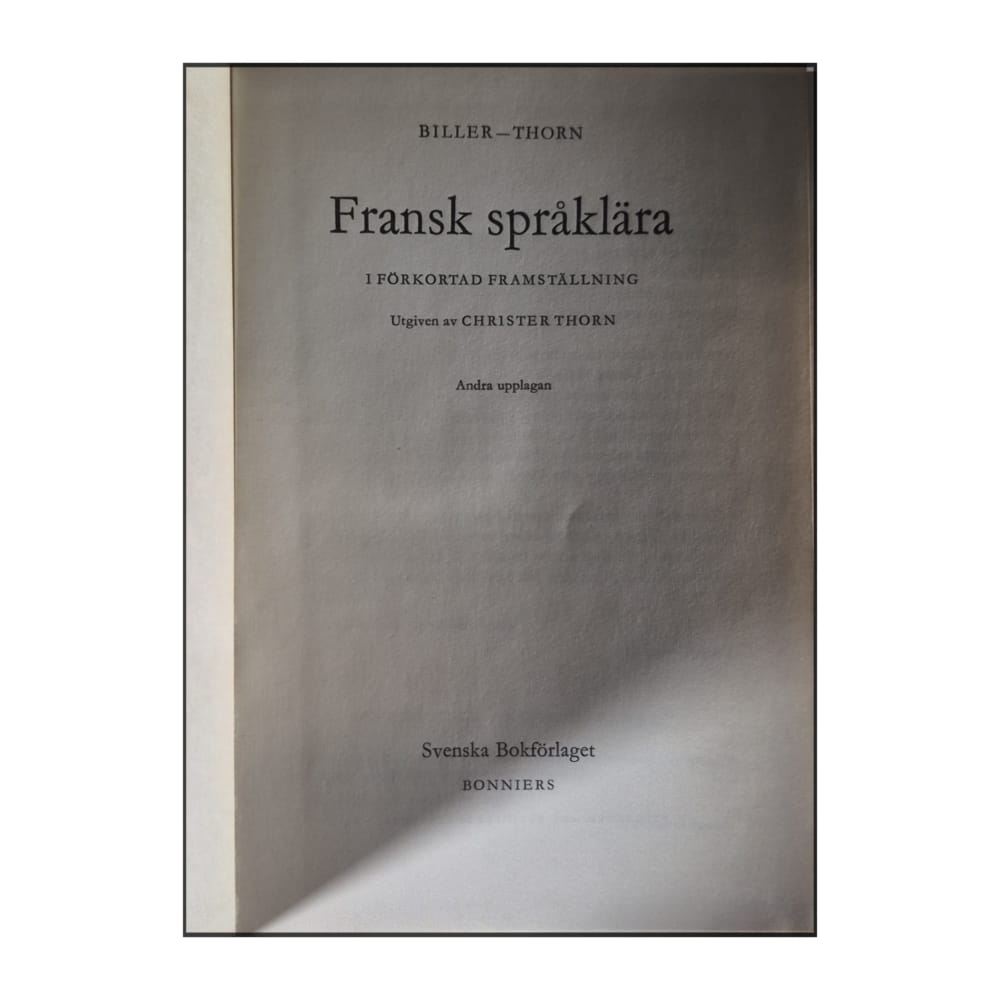 Biller-Thorn: Fransk Språklära