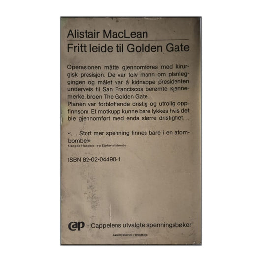 Alistair Maclean: Fritt Leide Til Golden Gate