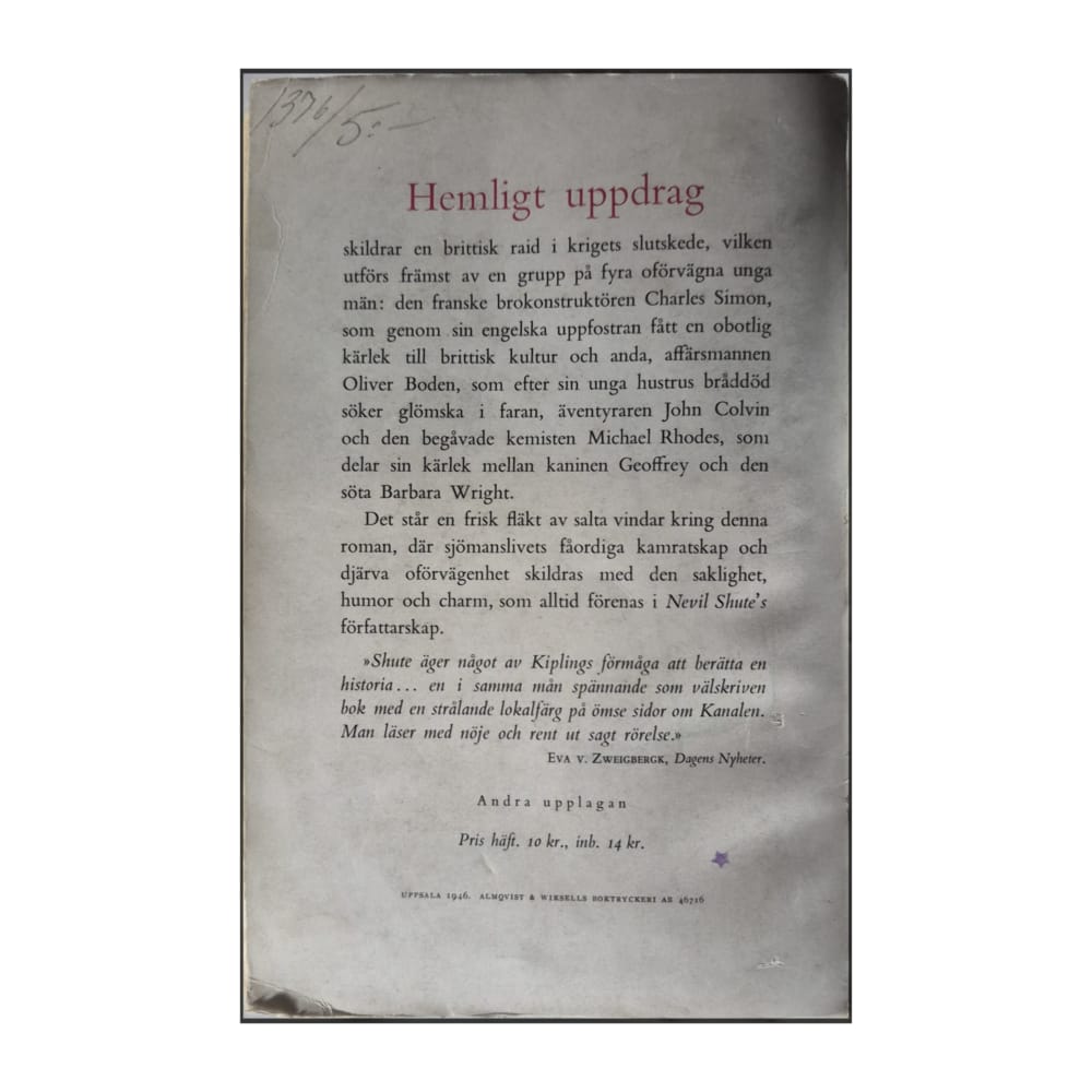 Nevil Shute: Hemligt Uppdrag