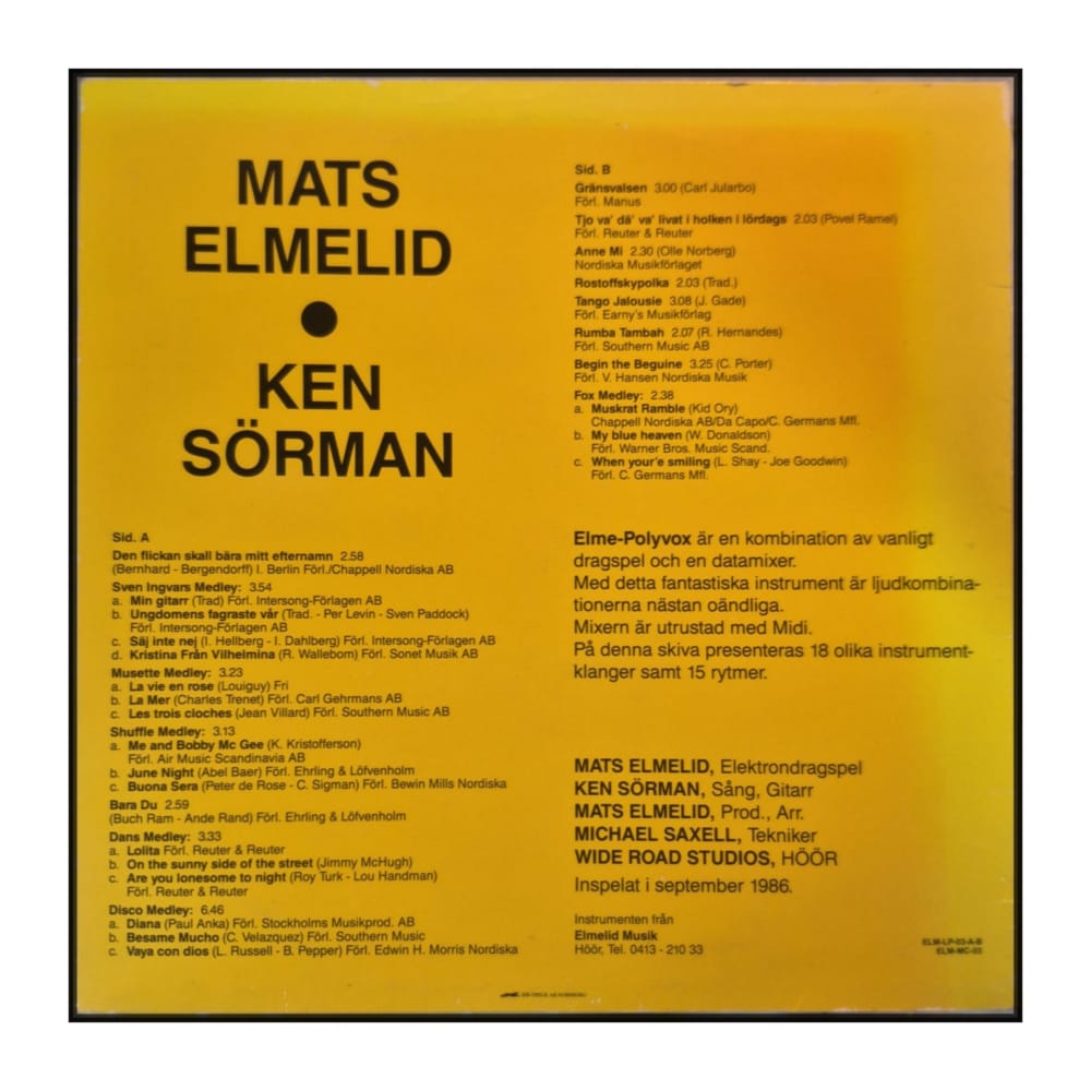 Mats Elmelid & Ken Sörman: Elme-Polyvox Electronic Musik Non Stop