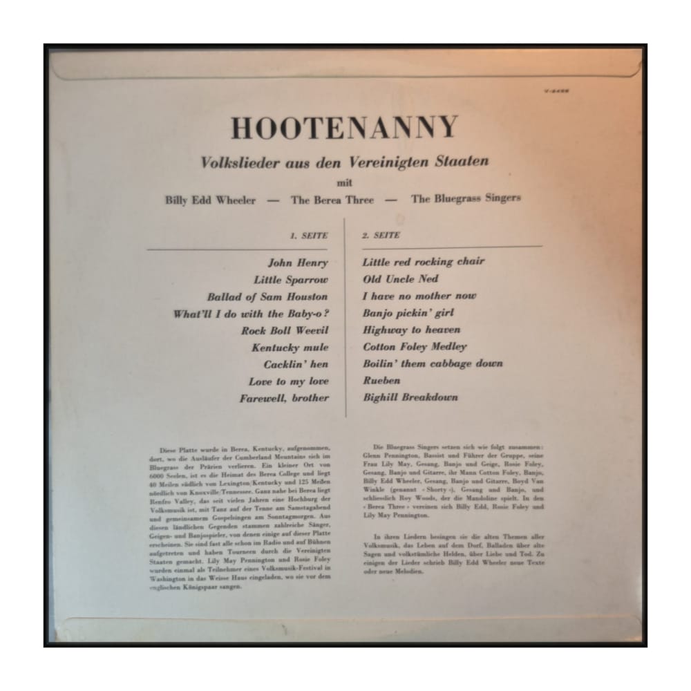 Hootenanny: Volkslieder Aus Den Vereinigten Staaten