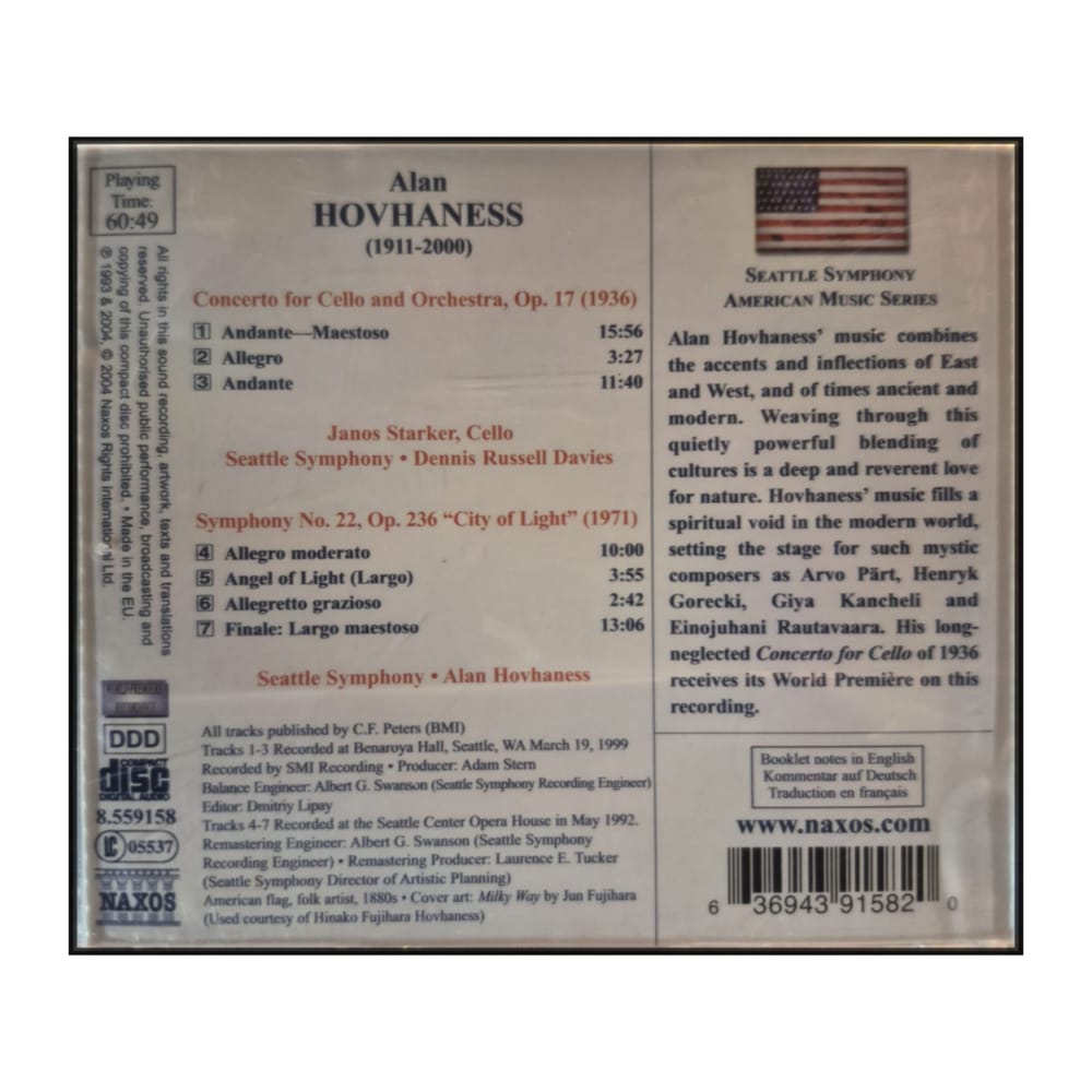 Alan Hovhaness: Symphony No. 22 City Of Light / Cello Concerto